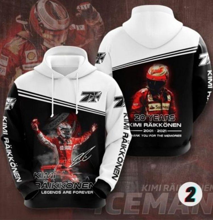 Kimi Rikknen 20 Years Formula 1 Thank You For The Memories 2 Limited 3D Hoodie