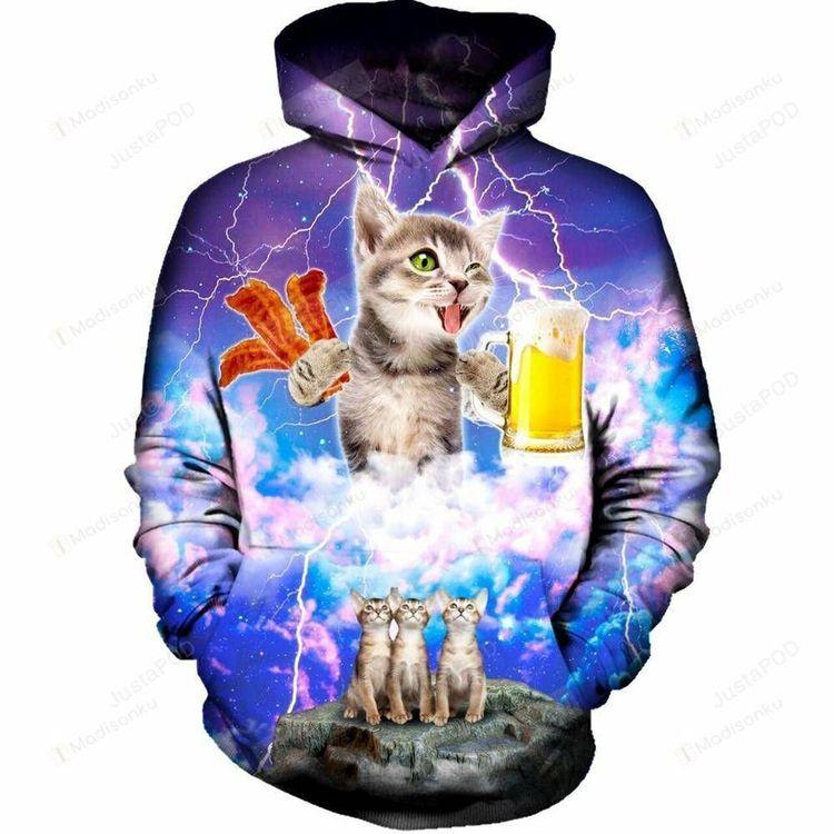 Kitties Love Beer And Bacon 3d Ed 3D Hoodie