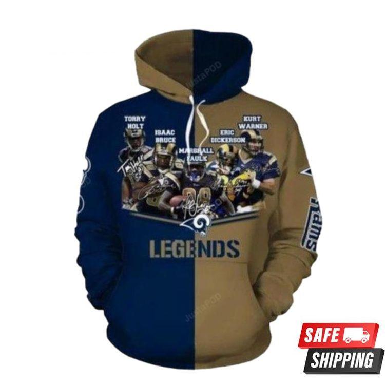 Los Angeles Rams Legends Players Signatures 3D Hoodie