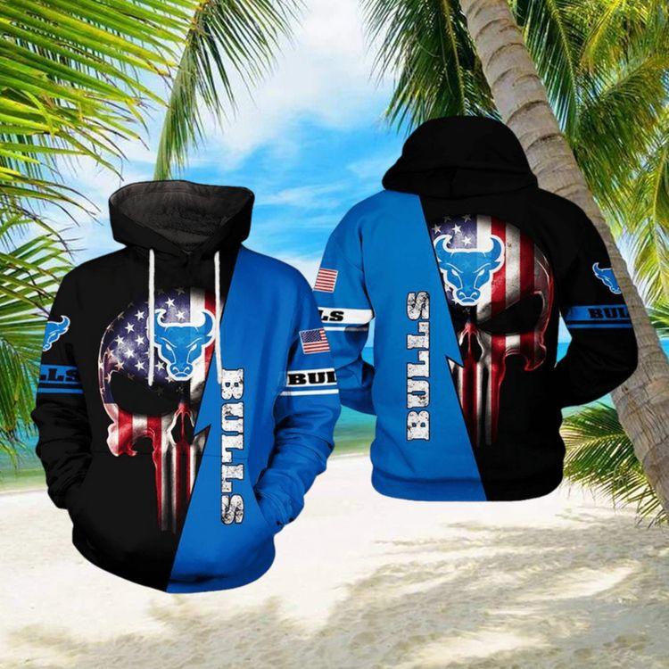 Buffalo Bulls Ncaa Us Flag Skull 3d Printed 3D Hoodie