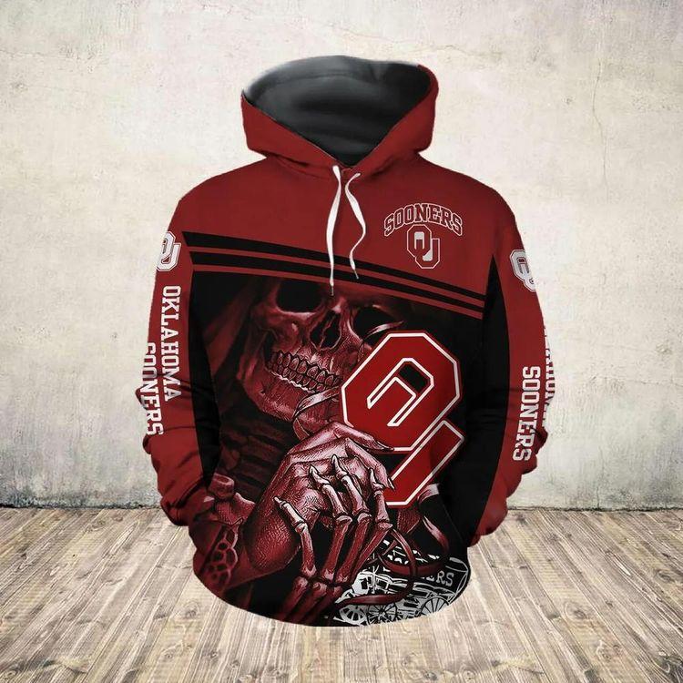 Oklahoma Sooners Skull Death Oklahoma Sooners Unique Gifts 3D Hoodie