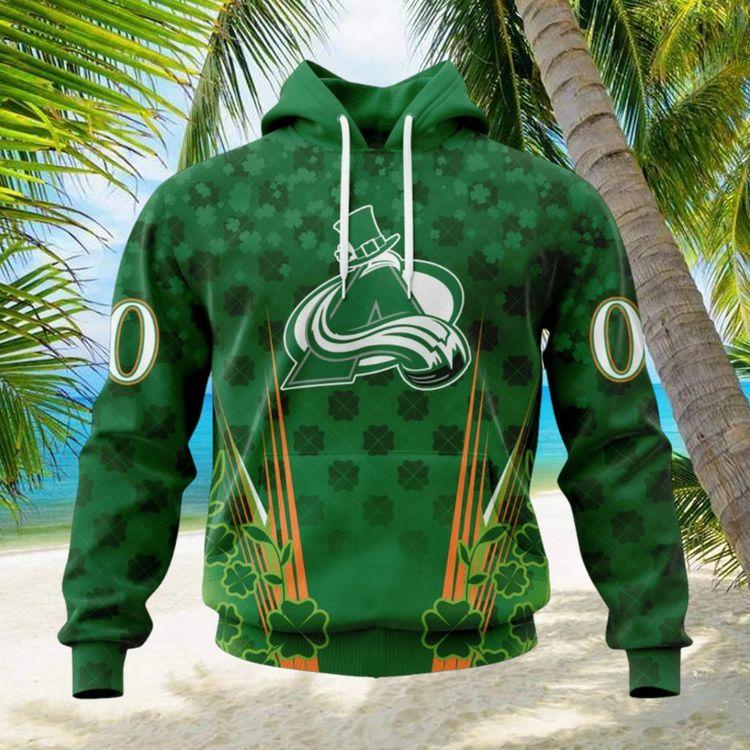 Personalized Nhl Colorado Avalanche Full Green Design For St Patricks Day All Over Print Hoodie