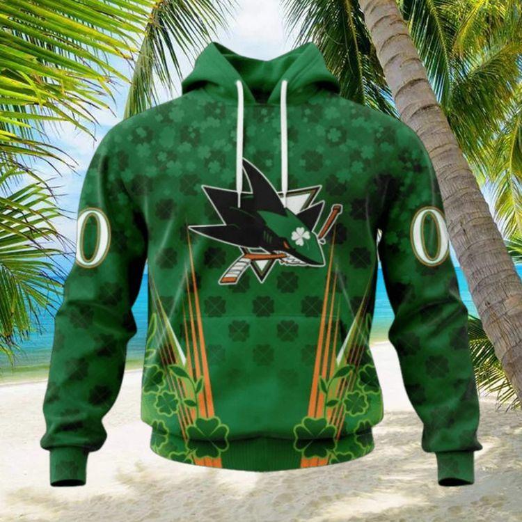 Personalized Nhl San Jose Sharks Full Green Design For St Patricks Day All Over Print Hoodie